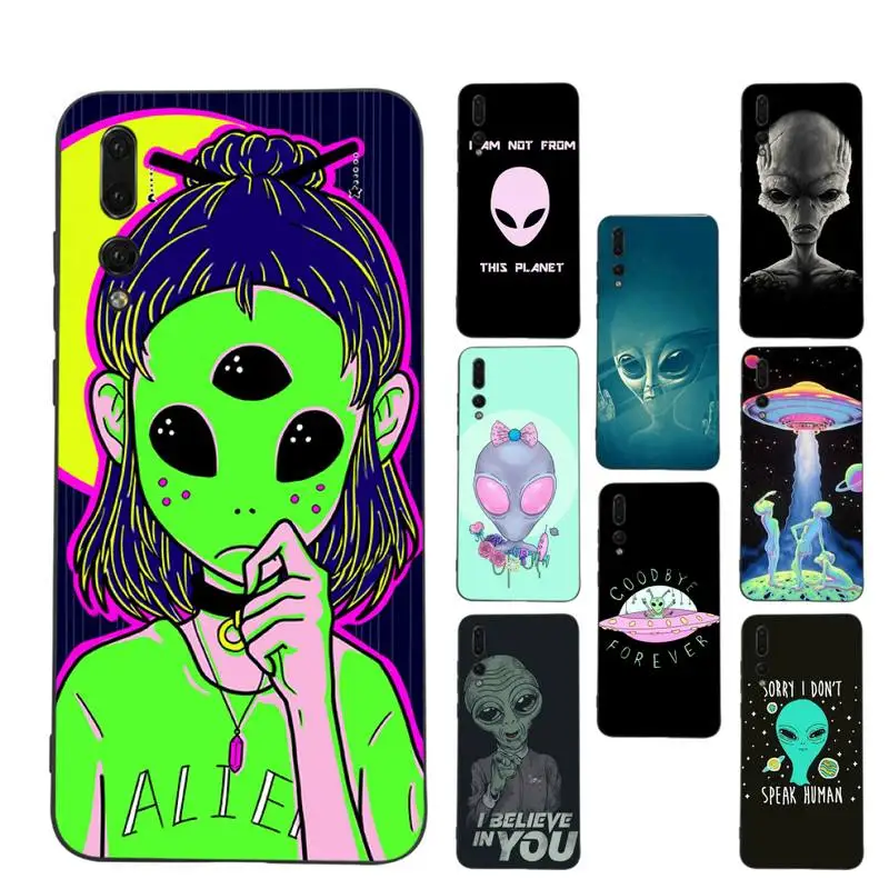 

Aesthetics Cartoon alien space Phone Case For Huawei P9 P30 lite p30 20 pro p40lite P30 Soft Silicone Capa