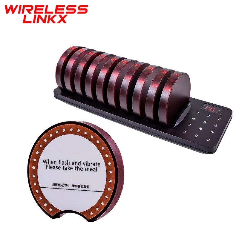 WirelessLinkx Pager Restaurant Pager System With 10 Pager Buzzers Queue System For Restaurant Clinic Coffee Shop Paging System