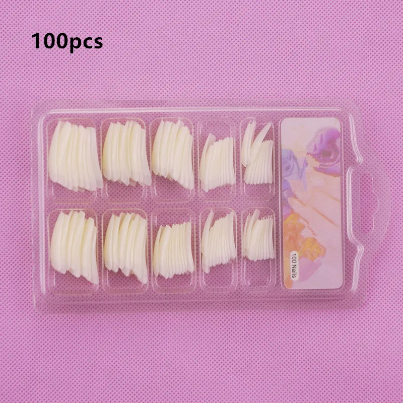 100 pcs 500 накладных ногтей, прозрачные, натуральные, белые, накладные, на шпильках, французские, акриловые, УФ-гель для ногтей - Цвет: 100 pcs