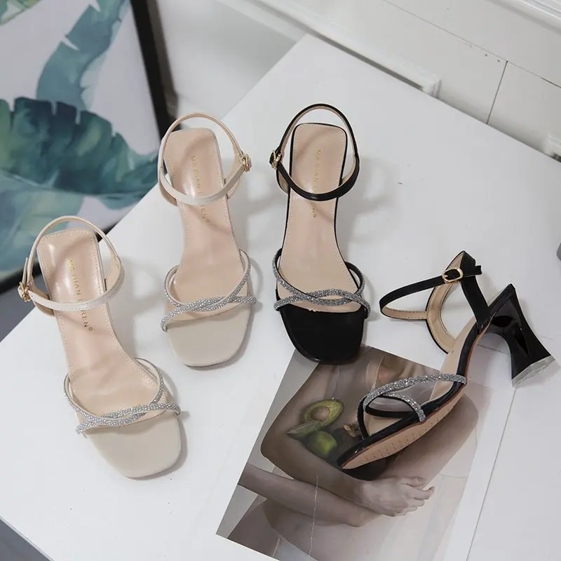 

Autuspin Elegant Rhinestone Women Sandals 2021 Newest Strange Heels for Women Sexy Crystal Nightclub Party Wedding Shoes Woman