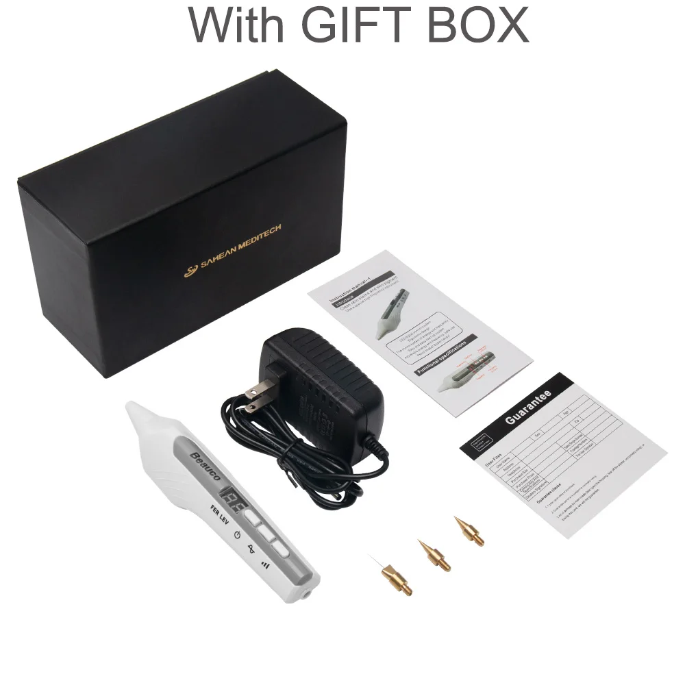 With Gift Box 9 уровневая Лазерная ЖК-плазменная ручка для удаления веснушек, татуировка бородавок, бритва, ручка для удаления молей, портативное устройство для ухода за лицом в домашнем салоне - Цвет: With Gift Box