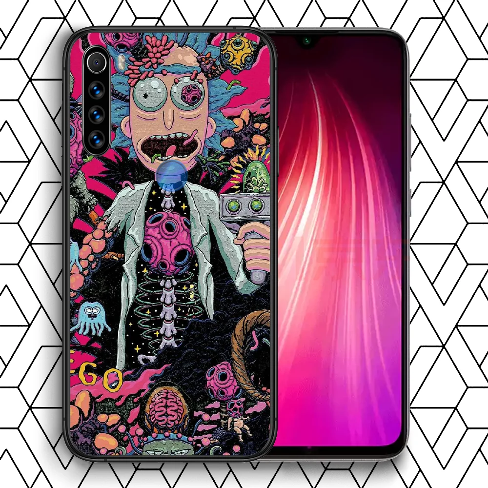 

Cartoon Rick Anime Morty Phone Case Cover Hull For XIAOMI Redmi 7 7a 8 8a 9 9a NOTE 6 7 8 8t 9 9s Pro Max 4X black Coque Luxury