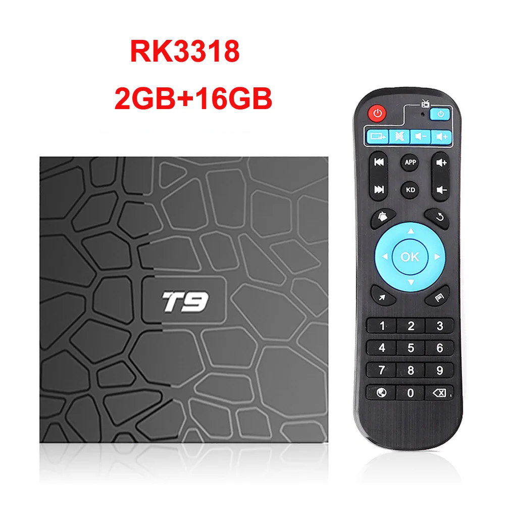 Android 9,0 ТВ приставка Rockchip 4 Гб 64 Гб Поддержка 1080p 4K 60fps потоковая приставка T9 телеприставка медиаплеер PK X96mini TX6 - Цвет: T9 2GB 16GB
