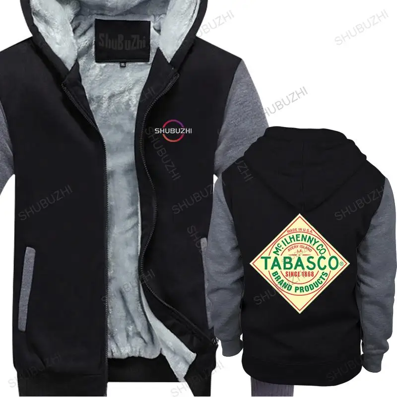

new arrived cotton thick hoody men brand sweatshirt hooded Tabasco Sauce Heather man winter fleece hoodie warm zipper coat