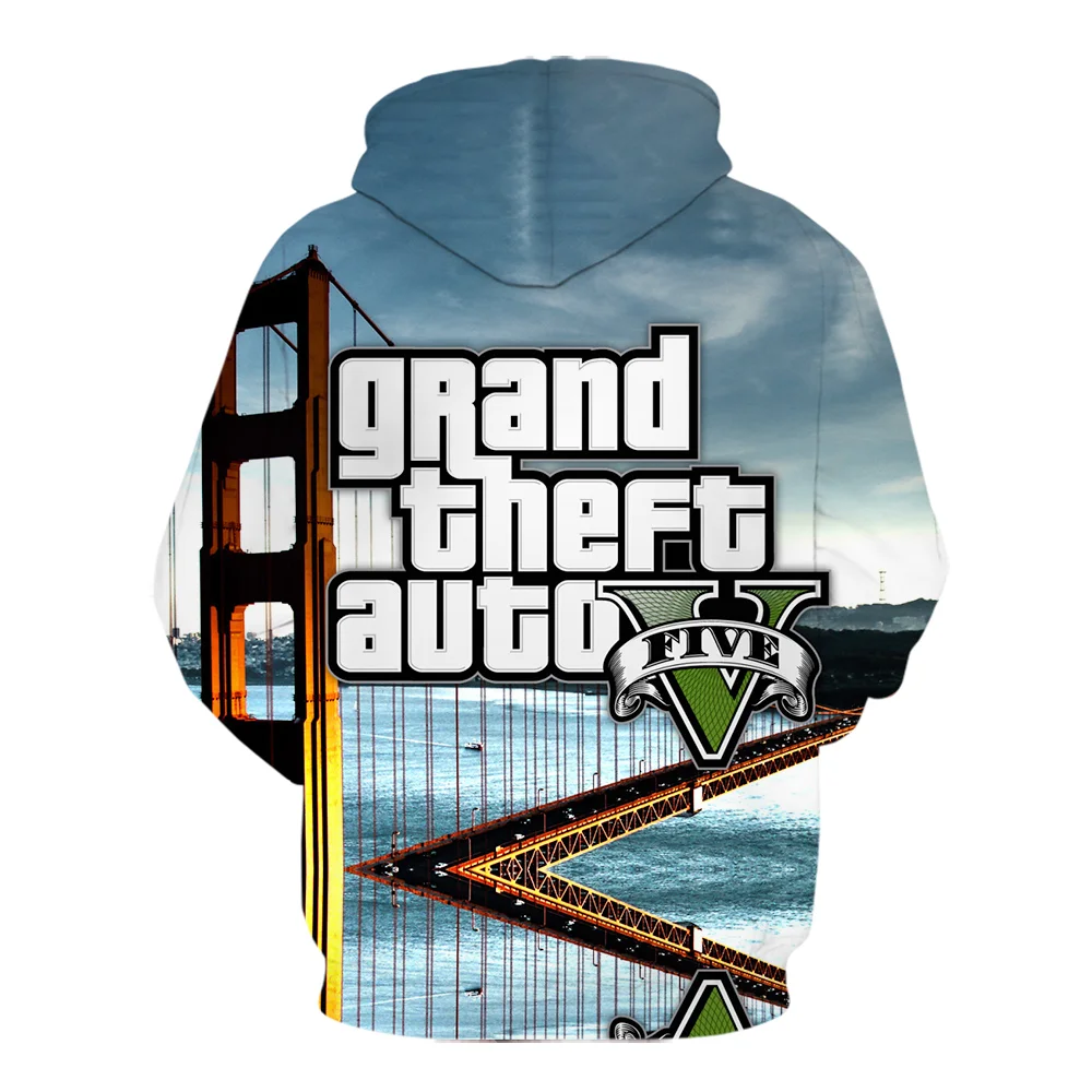 Толстовка Grand Theft Auto игровые худи GTA 5 с 3D принтом и капюшоном Мужская Спортивная