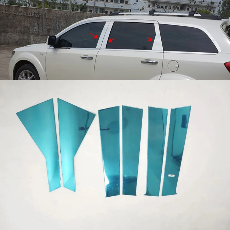 

For Dodge Journey 2009-2016 6PCS Stainless Steel Car Middle Window Trim Cover Exterior Body Decoration Car Styling Accessories