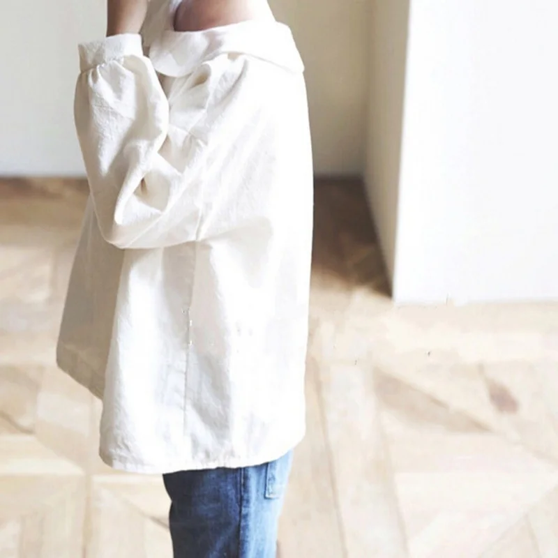 Camisas de estilo coreano para ni&ntilde;os y ni&ntilde;as, Blusa de manga larga con cuello Peter Pan de Color s&oacute;lido, Tops informales, ropa para ni&ntilde;os E72, novedad de Oto&ntilde;o de 2021-4