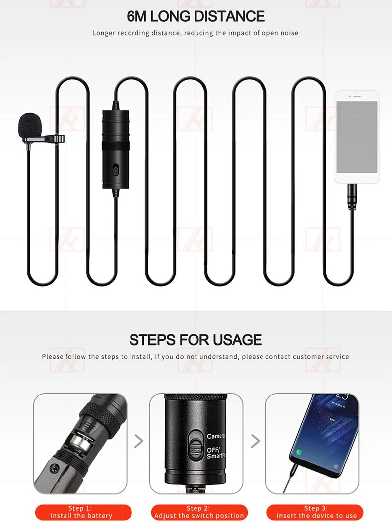 Петличный микрофон 3 5 мм с зажимом для записи аудио и видео смартфонов iPhone Android Mac