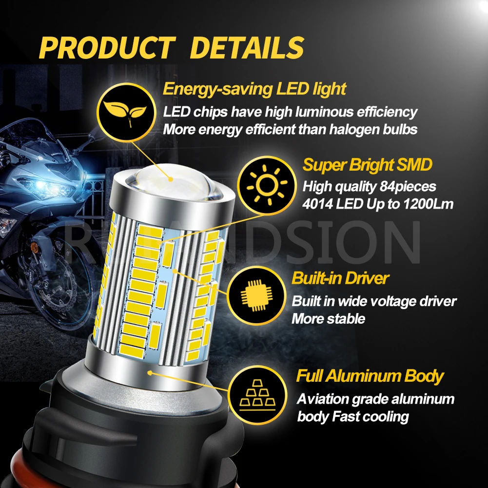Светодиодные фары для мотоцикла RUIANDSION 10 шт. PH11 9014 12 В 24 4014SMD 1200 лм мотоциклетные