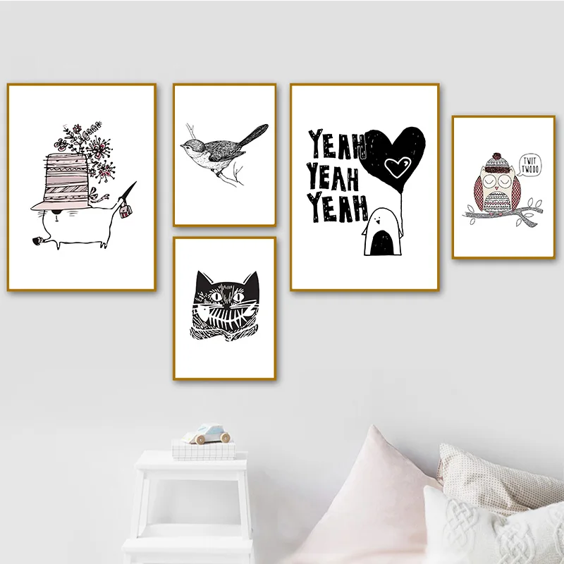 Картины на холсте с изображением совы птиц и кота животных | Дом сад