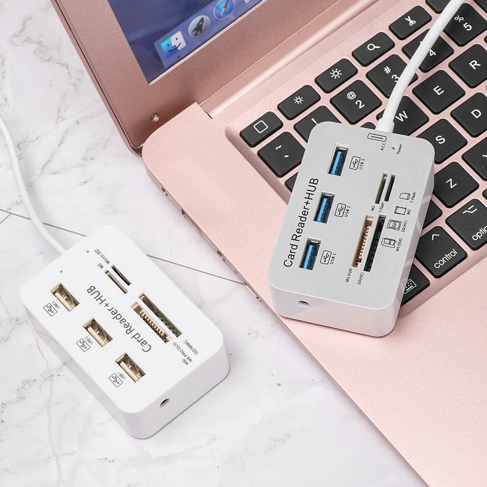 Новый Алюминий 3 Порты и разъёмы USB 0 хаб MS SD M2 TF мульти в 1 слот для карт памяти