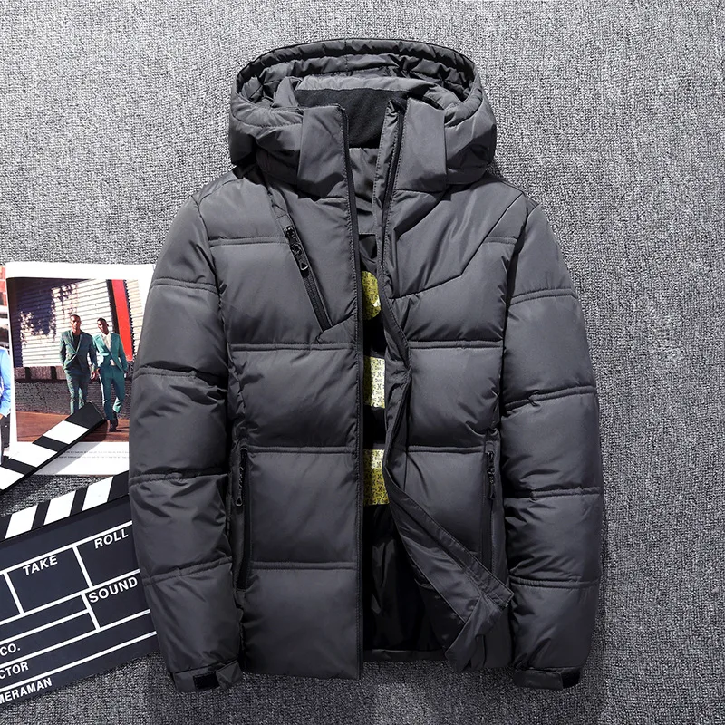 Dark Grey AYUNSUE мужской пуховик длинное зимнее пальто мужское платье с открытыми плечами большой размер белый утиный пух мужской пуховик Теплая мужская ветровка 905 YY1296 - Цвет: Dark Grey