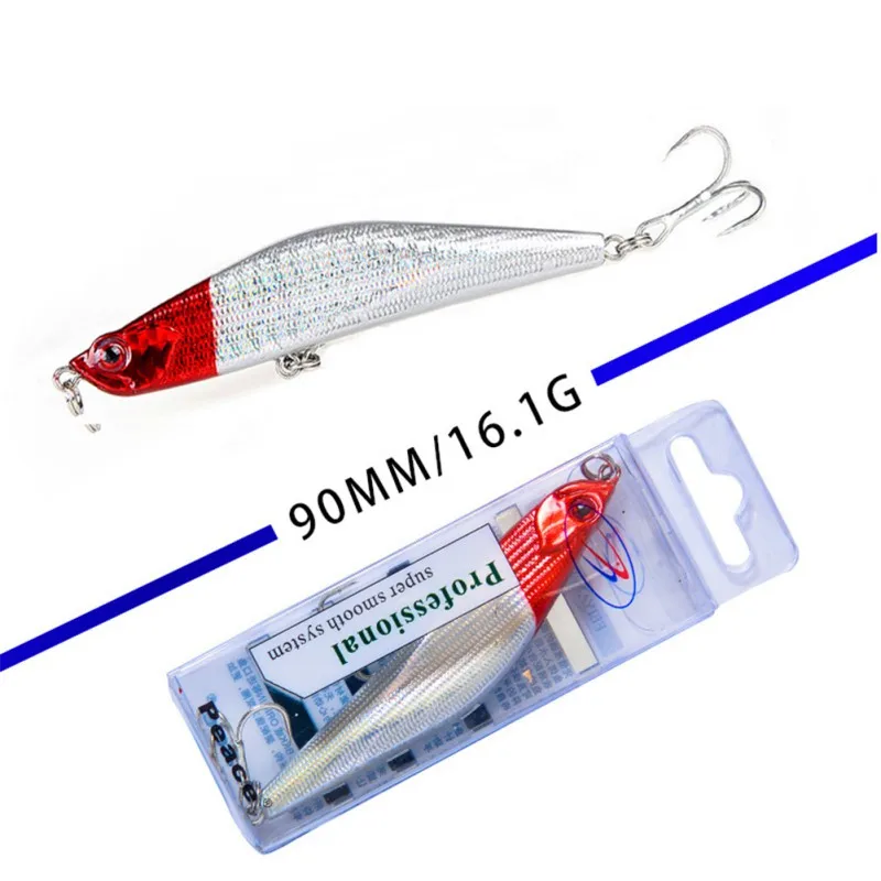 

9cm16g Fishing Casting Accessories with 2 Treble Fishhooks Artificial Bait False Fish Shape Sinking Lure Minnow Topmouth Culter