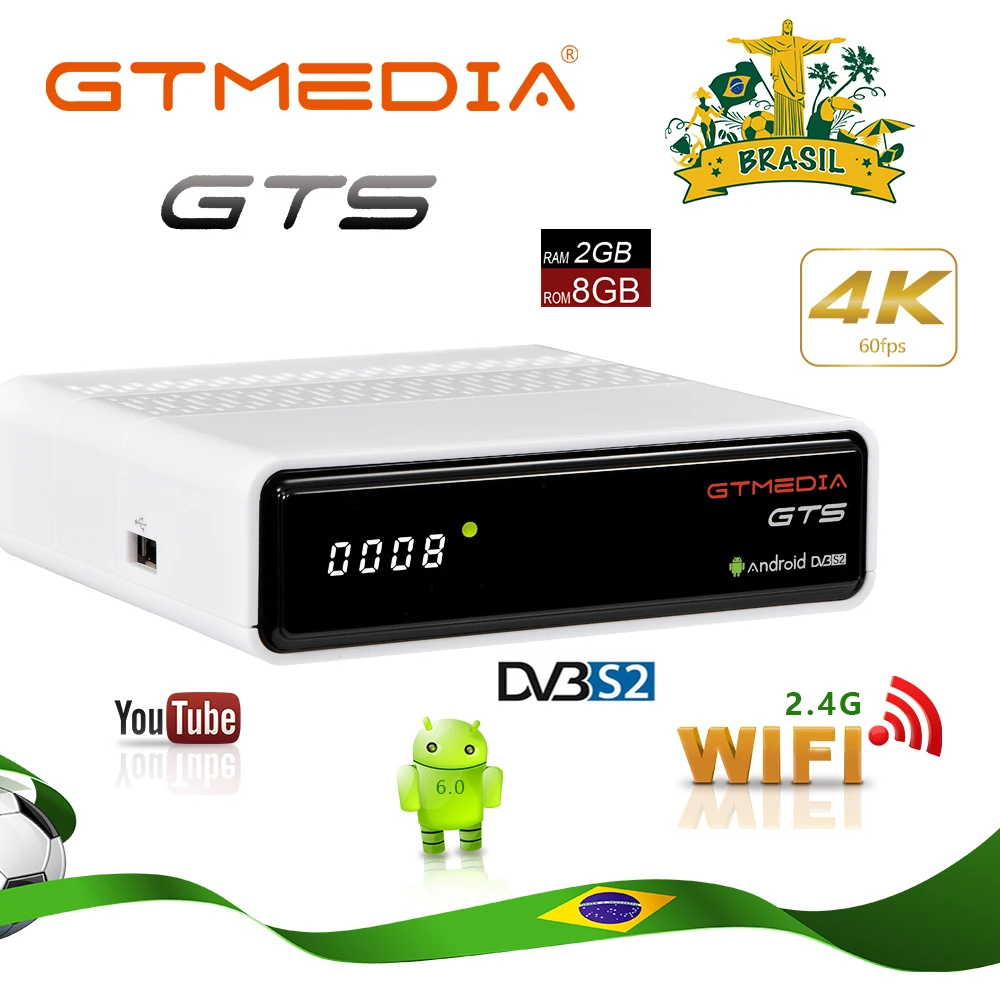 [Бразилия] GTMEDIA GTS Android 6,0 Smart tv BOX S905D 2G 8G телеприставка 4K 3D H.265 Wifi медиаплеер Поддержка Global IP tv приемник