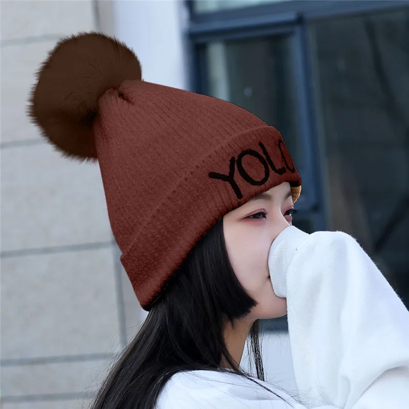 Модная женская теплая однотонная плотная Мягкая шерстяная шапка полосатая