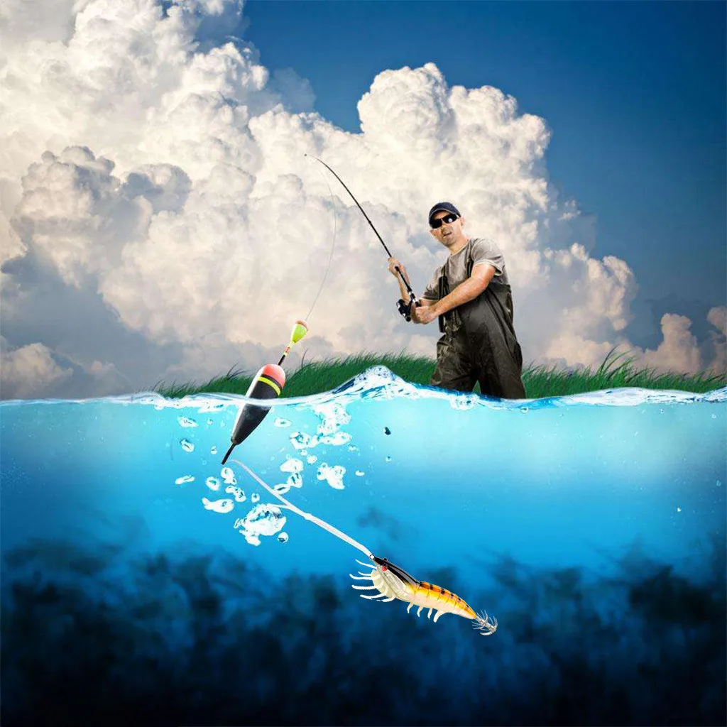 Кальмарный крючок поддельные креветки приманки Моделирование световой троллин