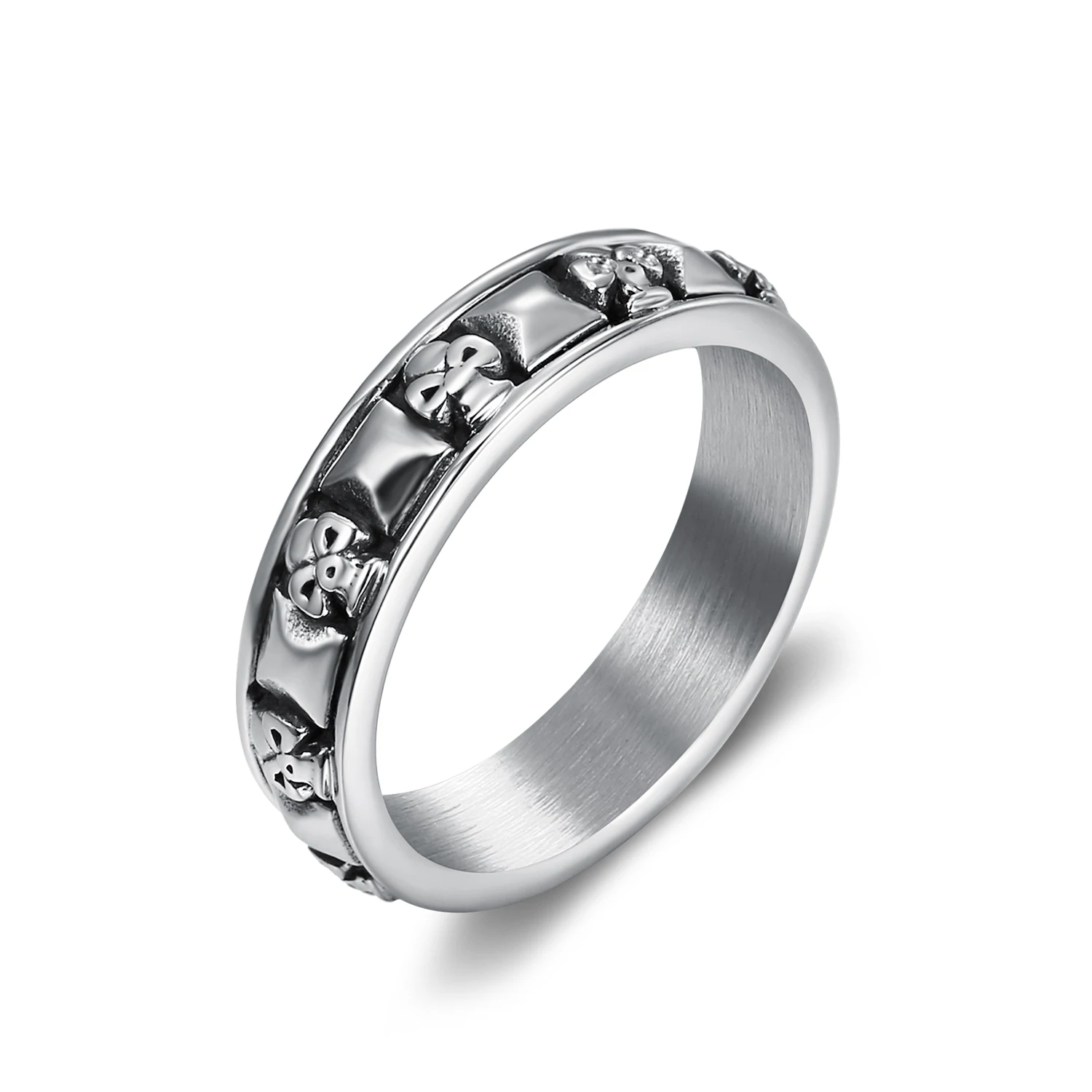 

Men Stainless Steel Retro Cross Skull Rings Punk Hip Hop Gothic Skull Ring Boyfriend Biker Jewelry Creativity Gift Wholesale