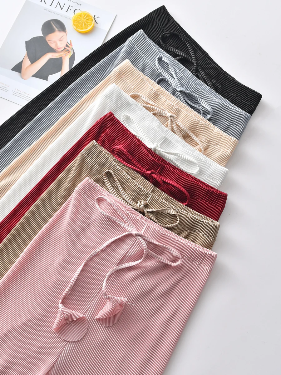 Брюки женские плиссированные с широкими штанинами Модные Узкие шифоновые штаны