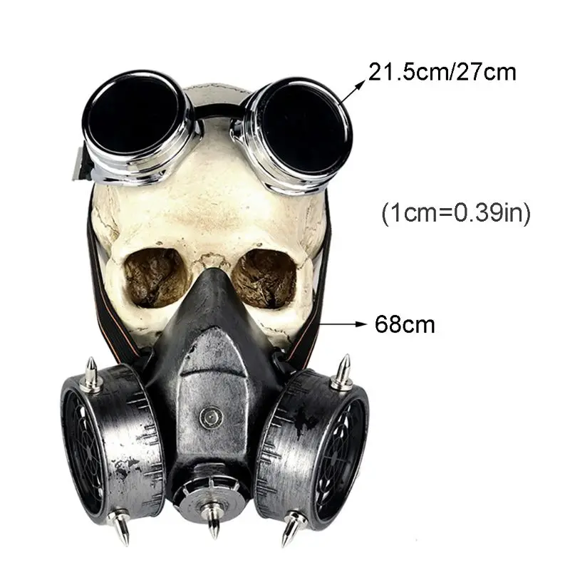 

Halloween Gas Mask Steampunk Gas Mask Spikes Skeleton Dead Mask Cosplay Props F3ME