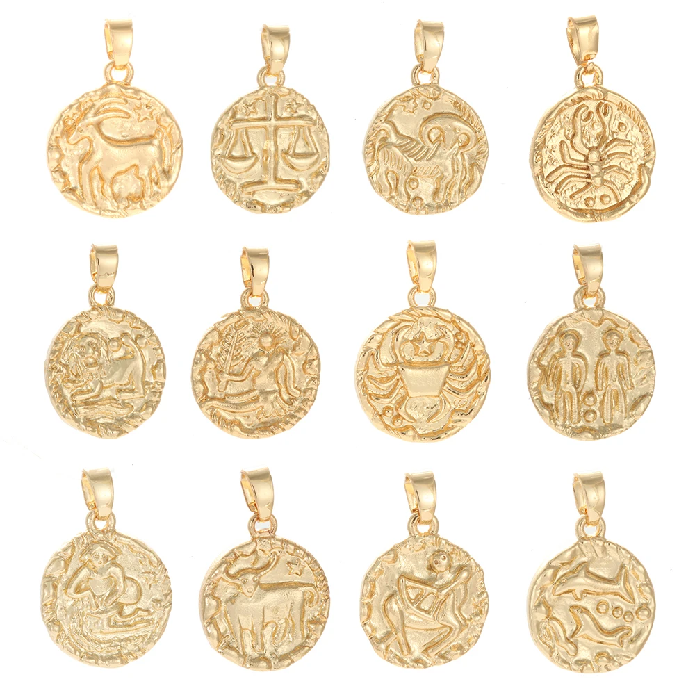 

Twelve constellations diy charms for bracelet necklace charms for jewelry making for women Golden copper Van Gogh Art 2021