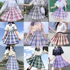 Школьная униформа для девочек, плиссированные юбки, школьная форма в японском стиле, юбка А-силуэта с высокой талией, сексуальная Матросская блузка JK, плиссированная юбка, комплект