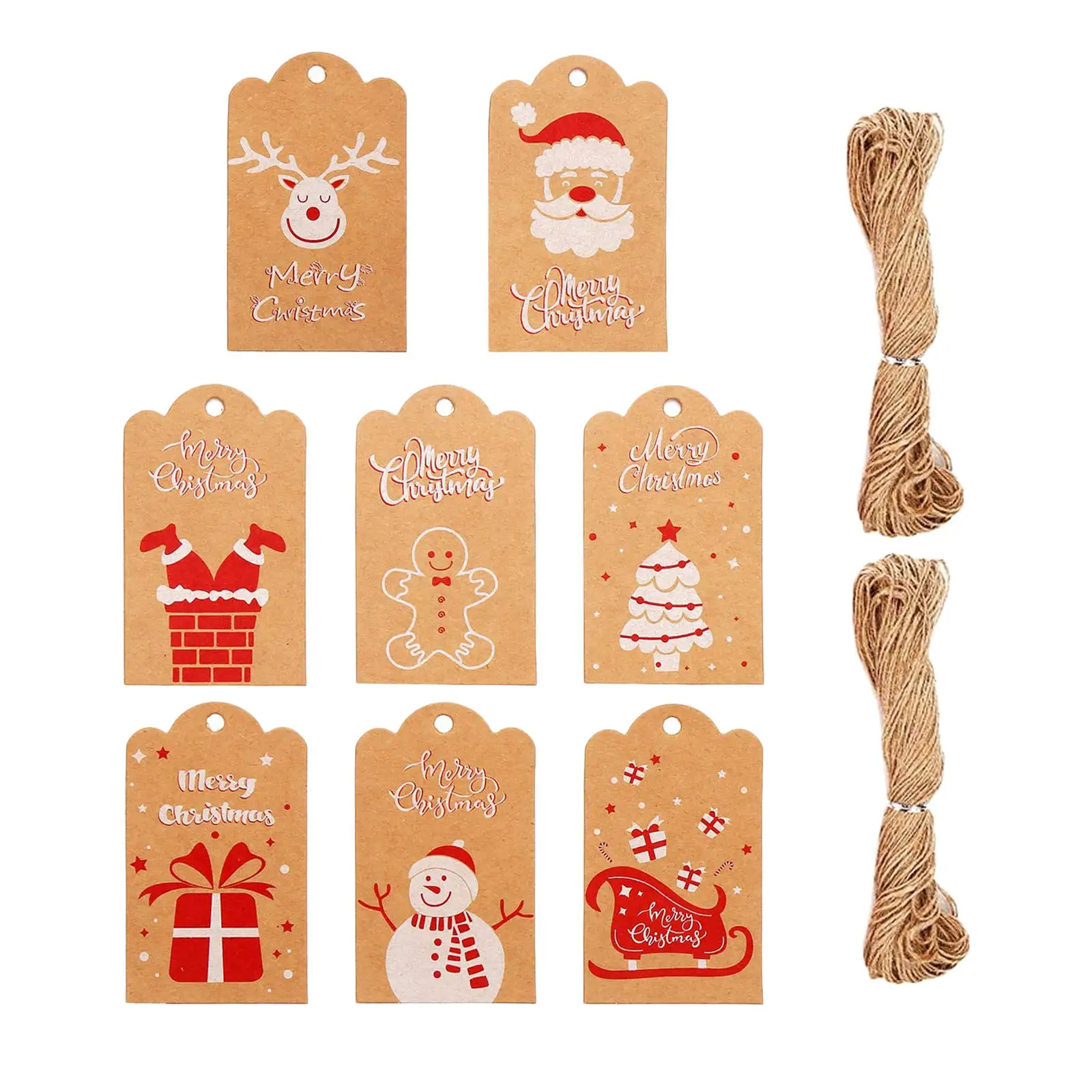 

Рождественские бирки из крафт-бумаги, 8 шт.