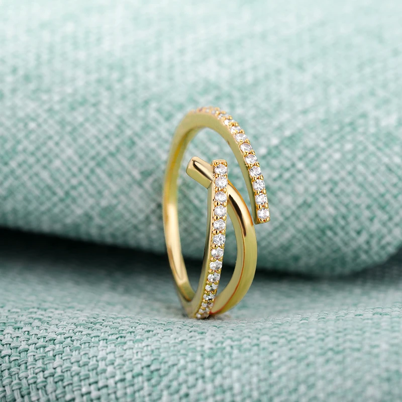 

ICFTZWE Zircon Cross Geometry Rings For Women Stainless Steel Cubic Zirconia Couple Ring Aesthetic Jewelry Anillos Bague