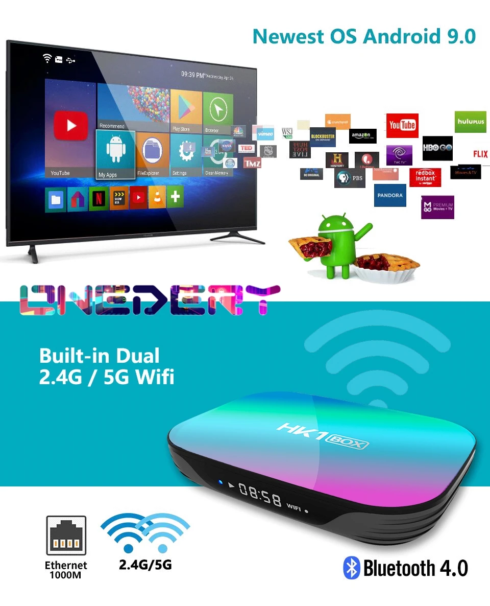 8K Ultra HD Android ТВ приставка Android 9,0 Смарт ТВ приставка 5G wifi 8K HDMI 2,1 USB 3,0 четырехъядерный процессор Amlogic ОТТ ТВ приставка телеприставка