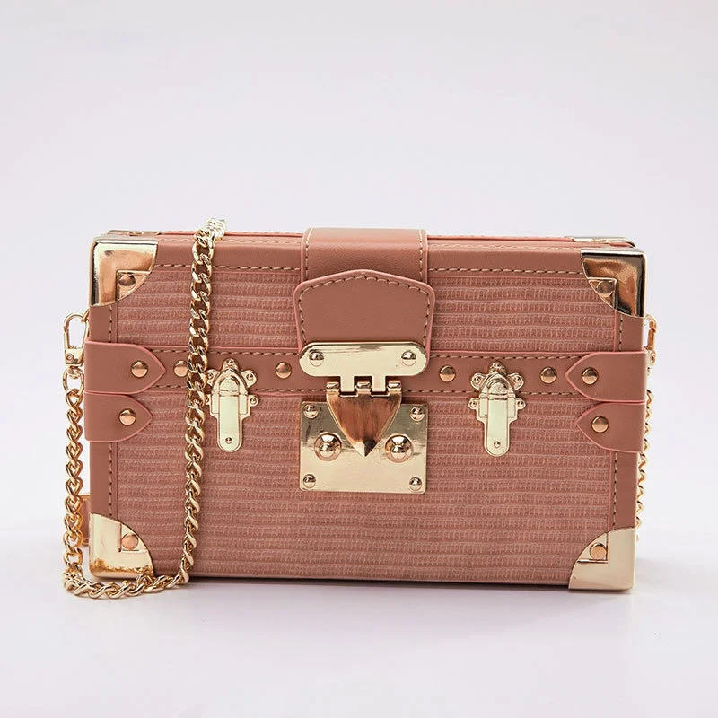 

2021 New Fashion Chain Small Square Bag Metal Lock Box Horizontal Square Shoulder Messenger Female Bag Purses and Handbags Cc Gg