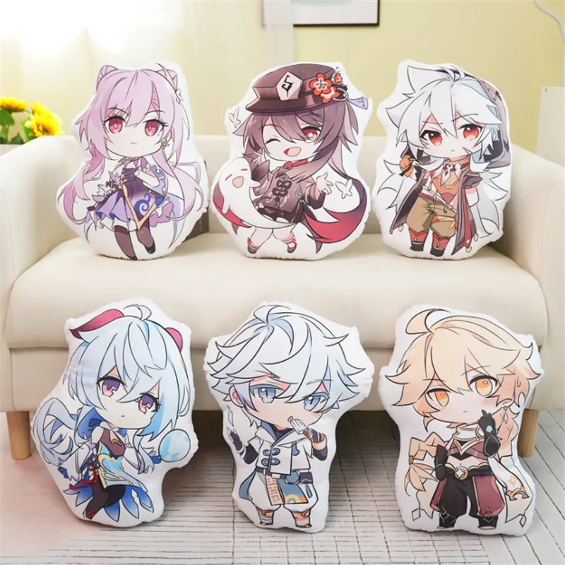 Genshin Impact Plush Doll Cosplay Anime Raiden Shogun Yae Miko Thoma Kokomi Tartaglia Morax Kawaii Cartoon Pillows
