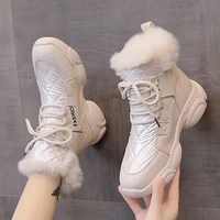 ladies casual shoes lace up fashion sneakers platform snow boots winter women boots thickened warm plush womens cotto shoes new