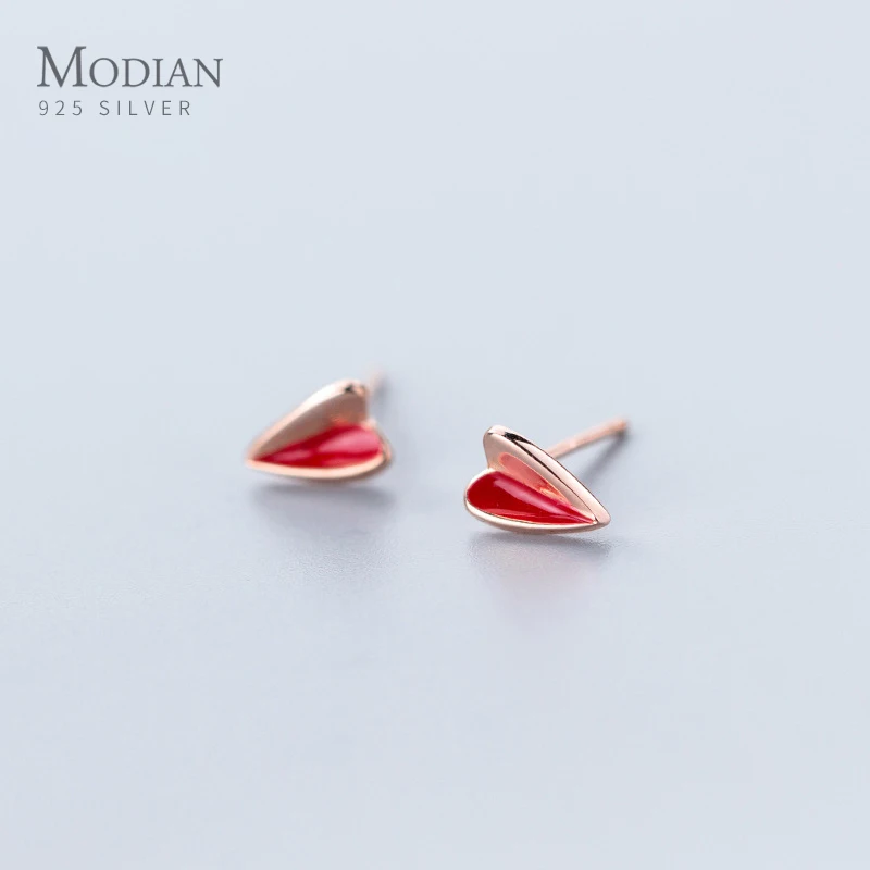 

Modian Tiny Love Hearts Enamel Real 100% 925 Sterling Silver Anti-Allergy Stud Earring for Women Kids Mini Ear Pin Fine Jewelry