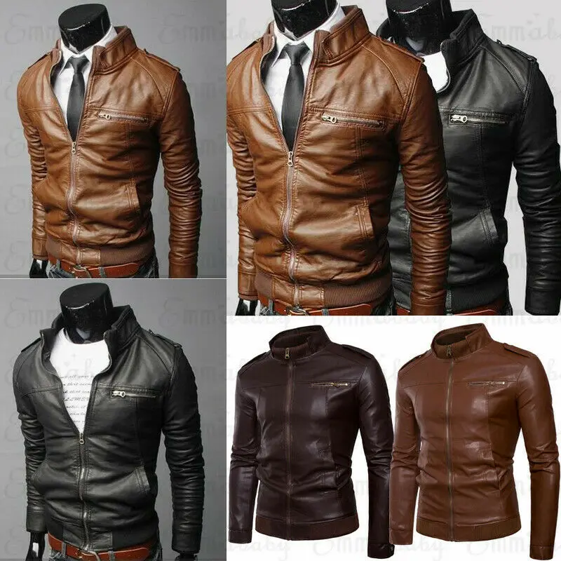 UK Men Vintage Biker Retro 1 Motorcycle Cafe Racer Distressed Leather Jacket | Мужская одежда