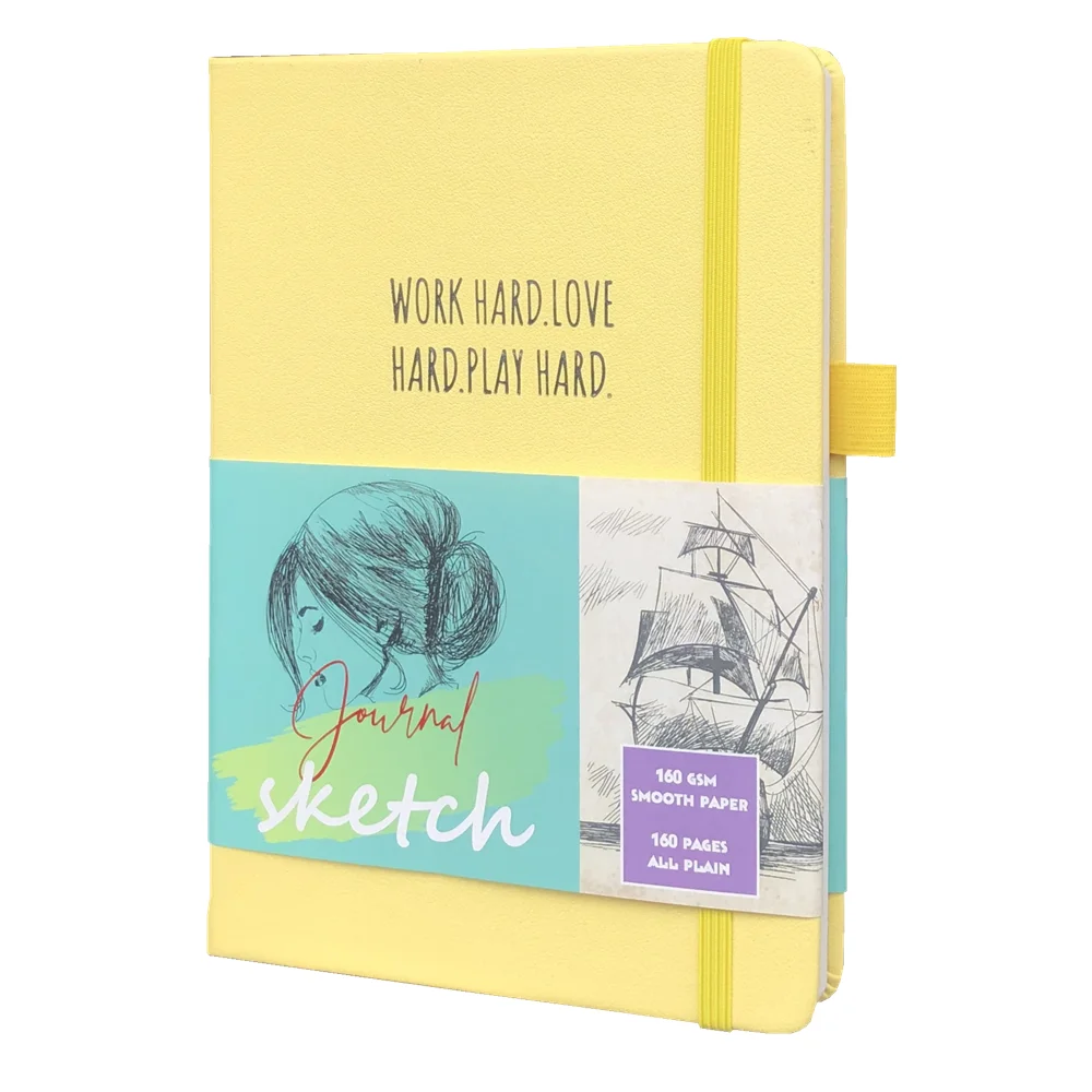 

A5 Blank Journal Sketchbook YELLOW Hardcover Notebook 160Gsm Paper 160Pages