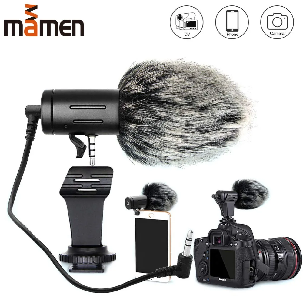

MAMEN Phone Microphone Mini Portable 3.5mm Condenser Phone Video Camera Interview Microphone With Muff For iPhone Samsung Mic