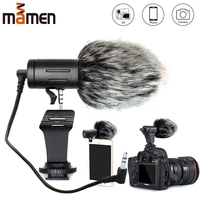 MAMEN Phone Microphone Mini Portable 3 5mm Condenser Phone Video Camera Interview Microphone With Muff For iPhone Samsung Mic