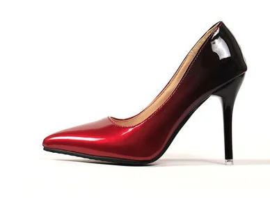 wine 10cm Женская обувь на высоком каблуке; zapatos mujer tacon femeninos; свадебные вечерние туфли-лодочки с острым носком на шпильке; Цвет зеленый, красный, кофейный; размера плюс 45, 44, 3 - Цвет: wine 10cm