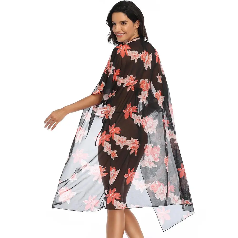 Летнее пляжное платье шифоновый купальник накидка женский бикини пляжные туники