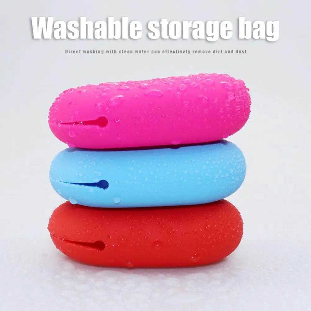 

Portable Wear-resistant Solid Color Soft Silicone Earphone/Charging Cable Storage Box ,Key Anti-Lost Storage Box,Carrying Pouch