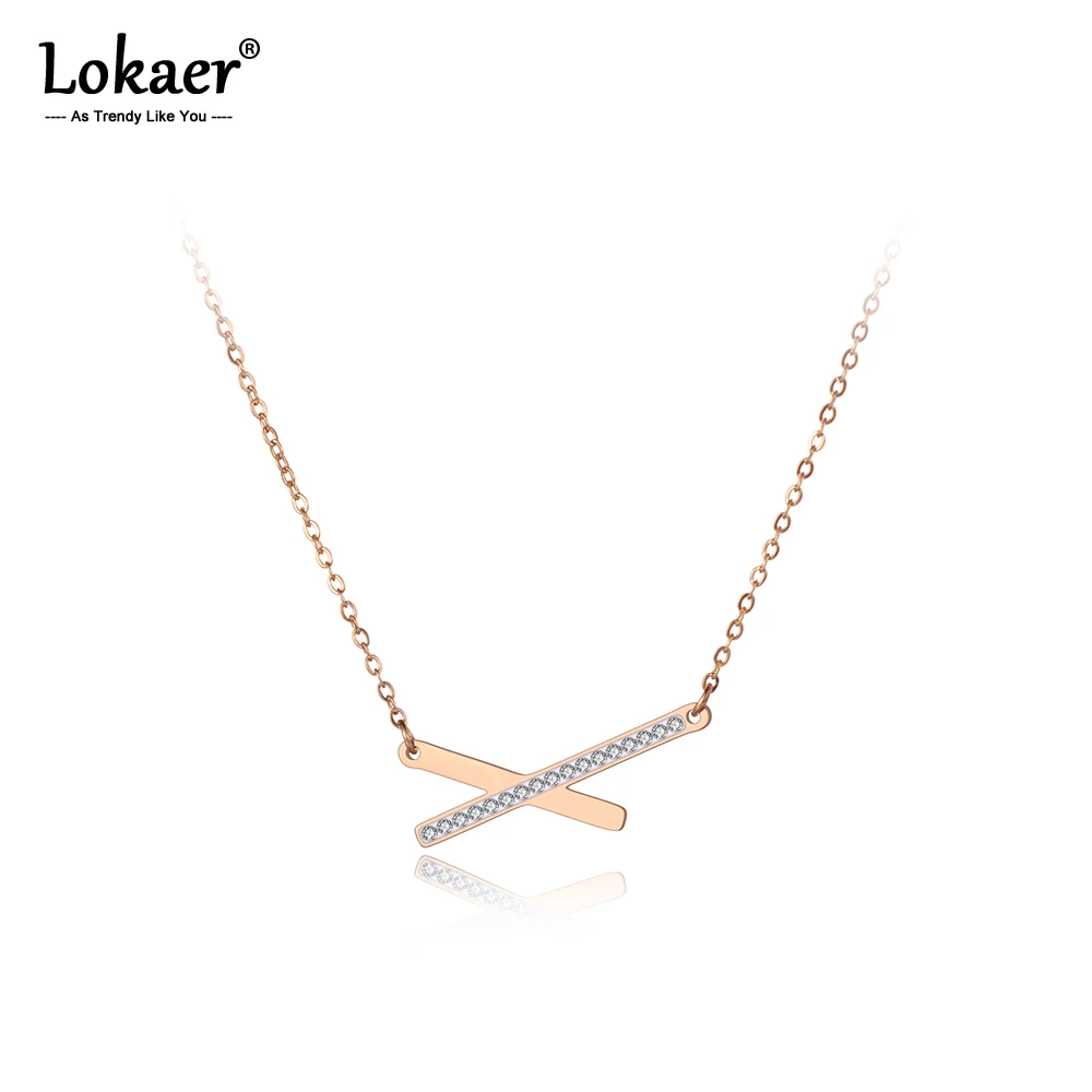 Lokaer, офисный стиль, геометрический крест, подвеска, ожерелье s для девочек, титана, женское из нержавеющей стали, цепочка, колье, ожерелье N19147
