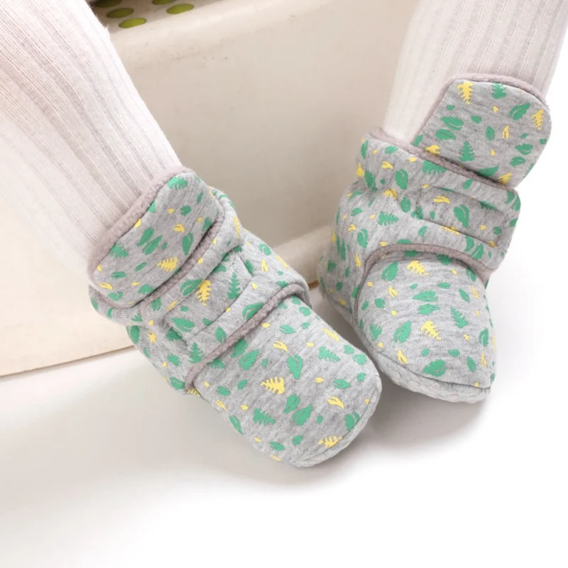 

Baby Boy Girl Socks Toddler Shoes Floral Prewalkers Boot Cotton Winter Soft Anti-slip Warm Newborn Infant Crib Shoes