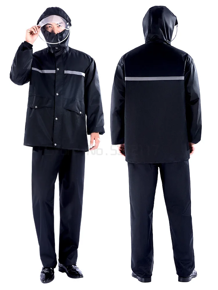 Waterproof Thick Raincoat Suit Jacket Pants PVC Motorcycle Men Women Poncho Traje Lluvia Moto Rainwear Rain Gear AD50RC | Дом и сад