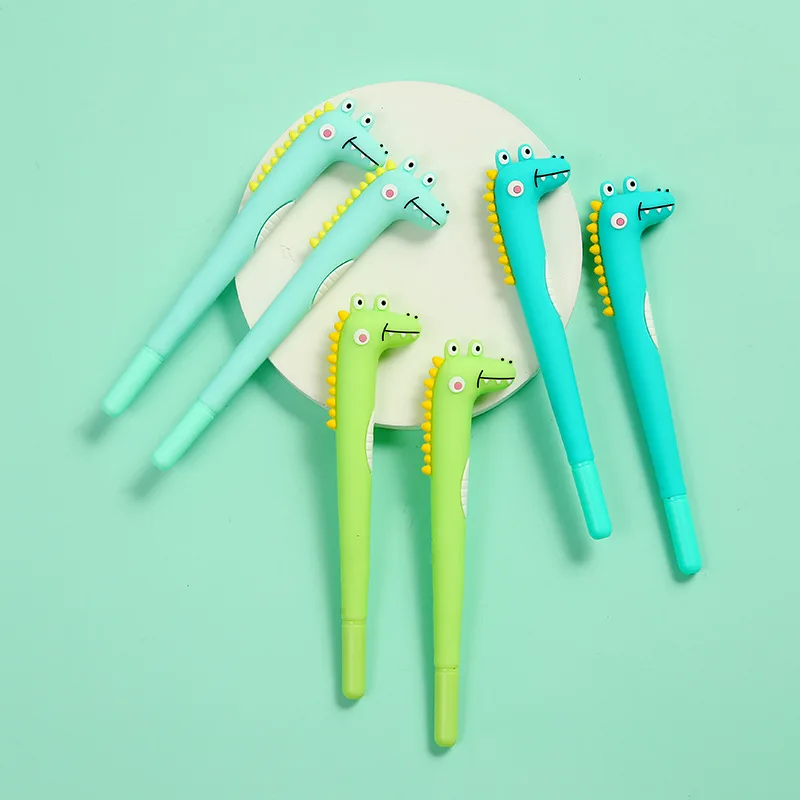 

Cute Cartoon Crocodile Silicone Gel Gel Pen 0.5mm Blue Black Ink Writing Pen Diary Supplies Office School Learning Stationery
