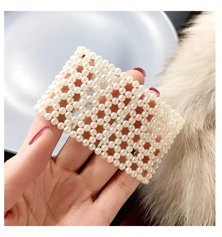 

Плетеный вручную жемчужный широкополосный браслет JLB1249 для женщин с модным ретро-дизайном Сенсорное кольцо для рук