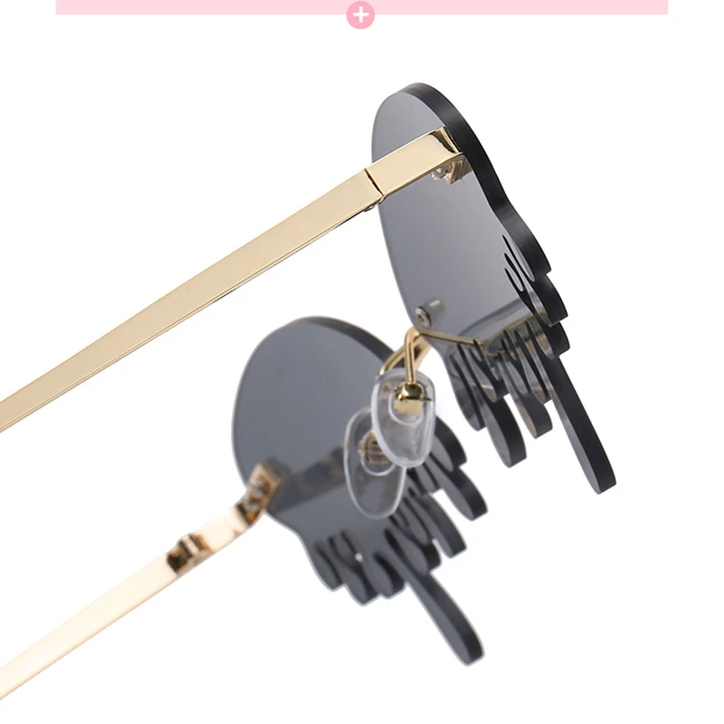 

Internet Celebrity Recommend Tears Women's Sunglasses Irregular Rimless Decoration Sun Glasses For Cosplay Show