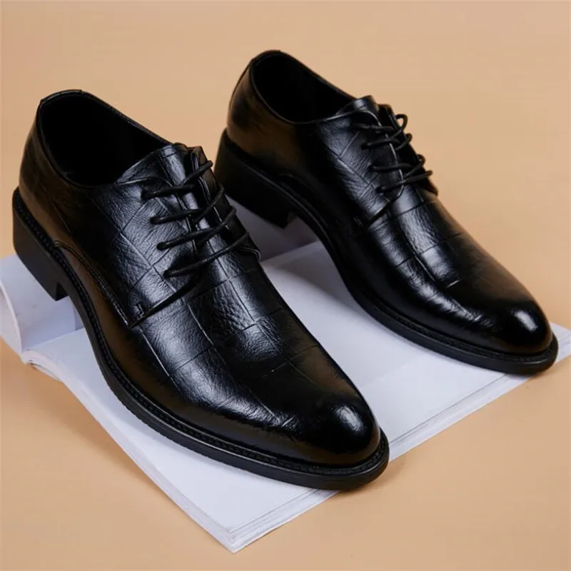 

New men's single shoes fashion leather shallow mouth lace-up low-heel non-slip lightweight comfortable casual shoes for men