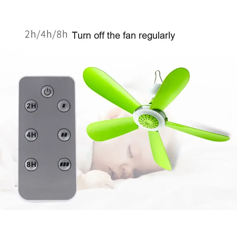 

Remote Control Timing 5W Ceiling Fan Air Cooler 3 Speed USB Fan for Bed Camping