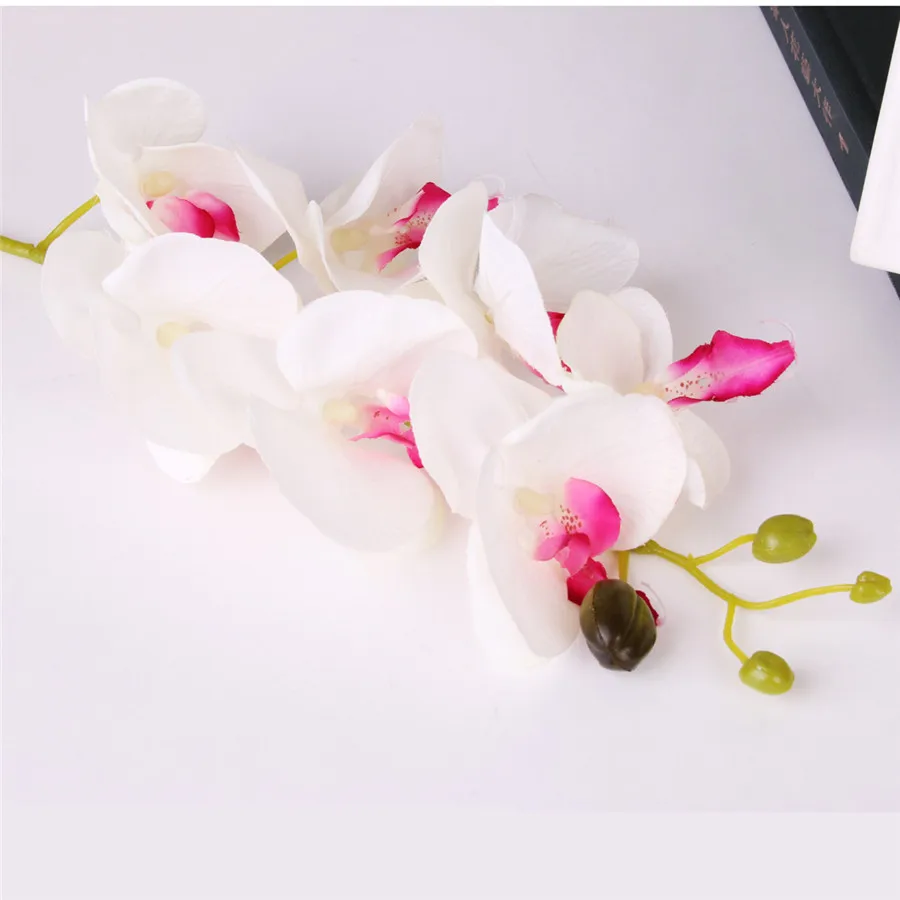 White red core 1 шт., искусственные растения Орхидея, цветы, сделай сам, искусственная Орхидея, Бабочка, Шелковый букет, фаленопсис, свадебное украшение для дома - Цвет: White red core