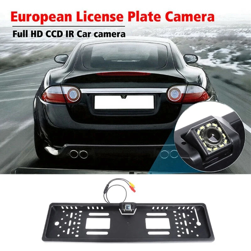 

Universal European Car License Plate Frame Automatic Reversing Rear View Camera 12LED License Plate Camera