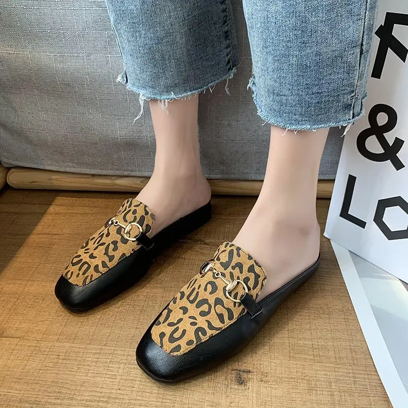 

Casual Baotou Women's Slippers Leopard Print Vamp Design Trend All-match Fashion Outdoor Women's Slippers